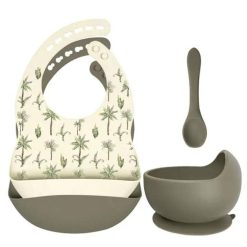 Les Biscottes Set Repas Jungle Sauge - Rammelaartje Couverts, Grignoteuses