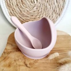 Rammelaartje Bol En Silicone Ventouse Cuill Re Rose Clair - Rammeltaartje Id Es Cadeaux De Naissance