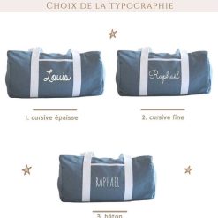 Oh la la Paris Sac Week-End Personnalisable Bleu Gris - Oh La La Paris Cadeaux De Naissance Personnalis S