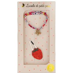 Luciole et Petit Pois Coffret Barrette Fraise & Bracelet Toile - Luciole Et Petit Pois Accessoires Cheveux