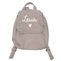 Oh la la Paris Sac Dos Personnalisable Double Gaze Beige - Oh La La Paris Cadeaux De Naissance Personnalis S