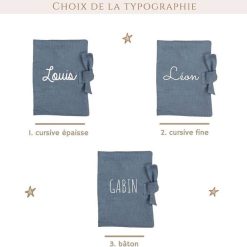 Oh la la Paris Prot Ge Carnet De Sant Personnalisable Lin Bleu Gris - Oh La La Paris Cadeaux De Naissance Personnalis S