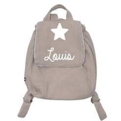 Oh la la Paris Sac Dos Personnalisable Double Gaze Beige - Oh La La Paris Cadeaux De Naissance Personnalis S